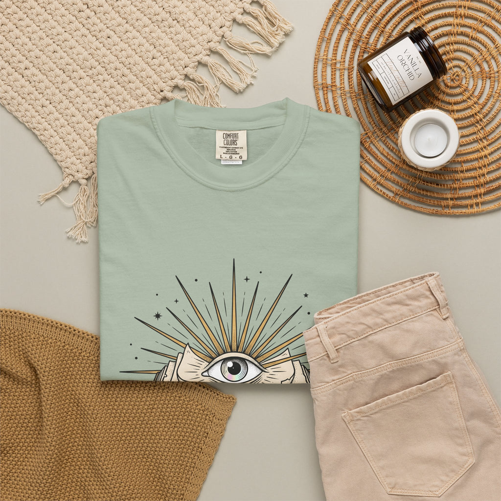 Magic Eye Journal T-Shirt Boho Chic Metaphysical Gift Women Ink T-Shirt Stereogram T-Shirt Hippie Enthusiast Tattoo T-Shirt Spiritual Graphic Retro