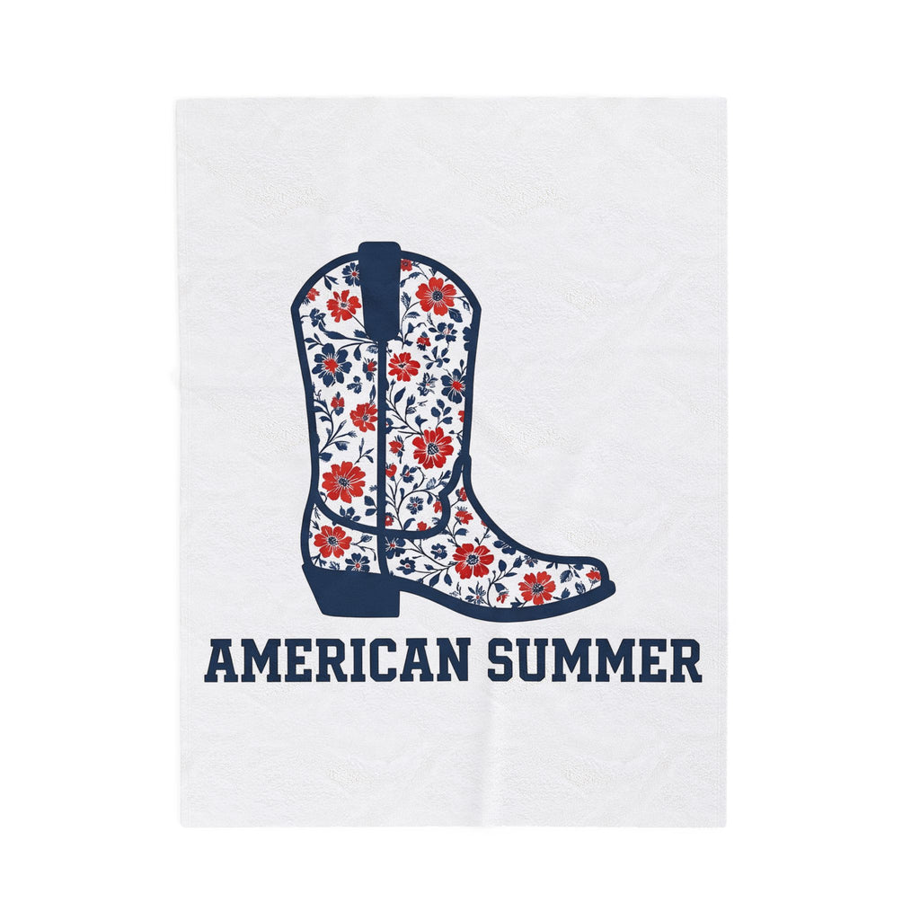 Western Boot America 4Th Of July Cowboy Gift Flower Boot Patriot Fan Floral Rodeo Blanket