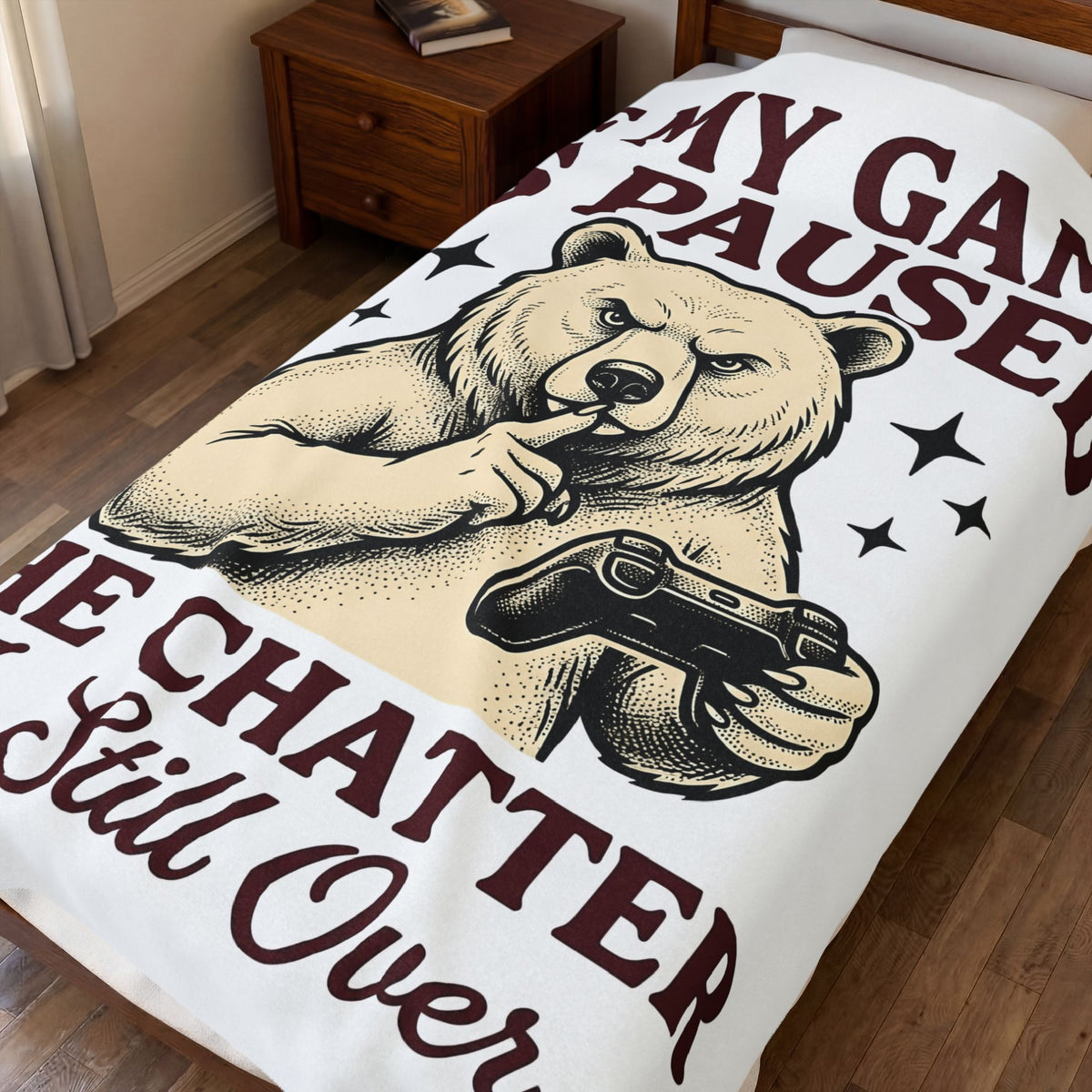 Gamer Bear Gaming Creature Gift Cartoon Teddy Gamer Fan Comic Creature Old School Controller Blanket