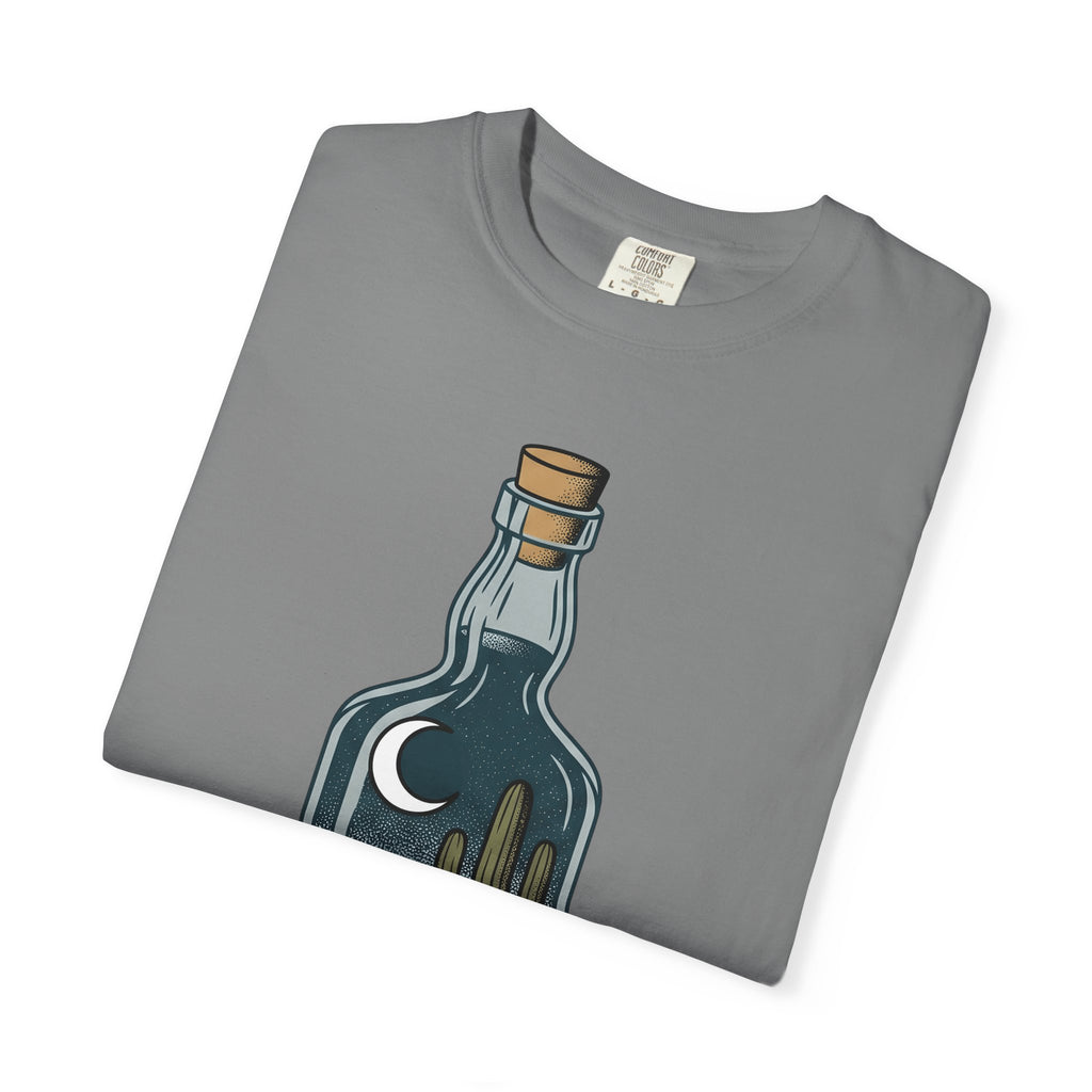 Desert Bottle T-Shirt Cowgirl Ranch Gift Women Illustrative Tattoo T-Shirt Canteen T-Shirt Cowboy Fan Tattooed T-Shirt Farm Graphic Hand Drawn Moon