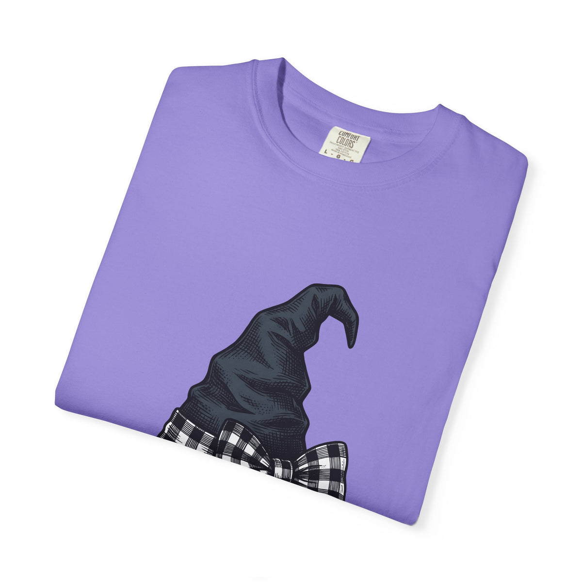 Witch Hat T-Shirt Halloween Sorcery Gift Women Cartoon T-Shirt Wizard Hat T-Shirt Halloween Fan Comic T-Shirt Magic Graphic Silhouette Gingham Bow