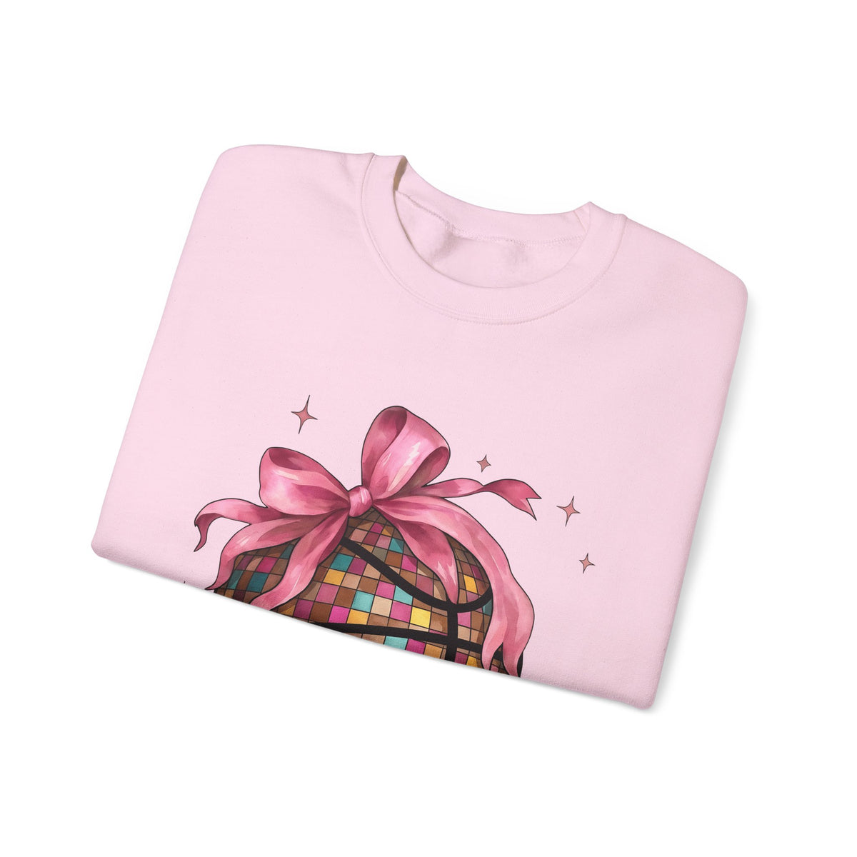 Basketball Disco Ball Sweatshirt Moms Sports Gift Women Whimsical Sweatshirt Disco Ball Sweatshirt Mom Fan Whimsy Sweatshirt Athlete Graphic Watercolor Pink