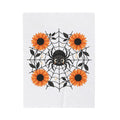 Spider Web Sunflower Blanket Boho Chic Autumn Gift Women Cartoon Blanket Sunflower Blanket Hippie Fan Comic Blanket Fall Graphic Doodle Petal