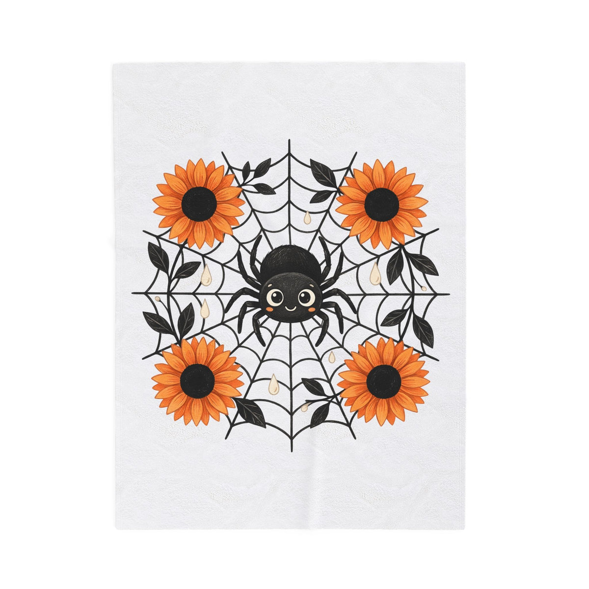 Spider Web Sunflower Blanket Boho Chic Autumn Gift Women Cartoon Blanket Sunflower Blanket Hippie Fan Comic Blanket Fall Graphic Doodle Petal