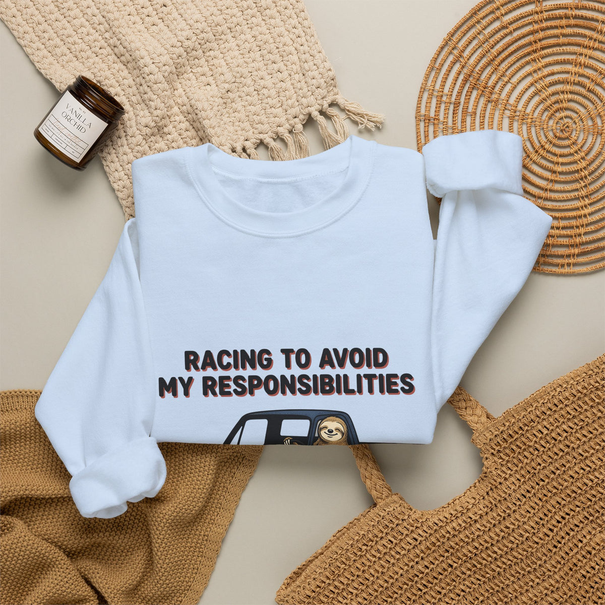 Sloth Truck Sweatshirt Funny Beast Gift Women Animated Sweatshirt Slow Loris Sweatshirt Humor Fan Cartoon Sweatshirt Creature Graphic Line Art Retro Truck