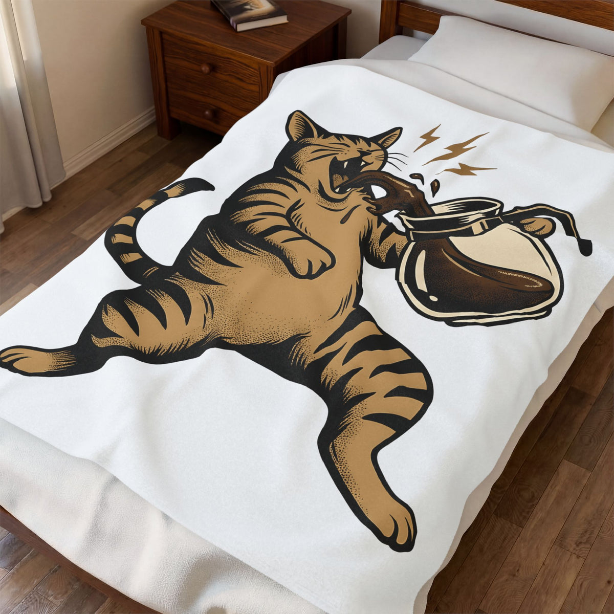 Orange Cat Blanket Cat Espresso Gift Women Rustic Blanket Kitty Blanket Cat Fan Feline Blanket Coffee Graphic Farmhouse Teapot Blanket