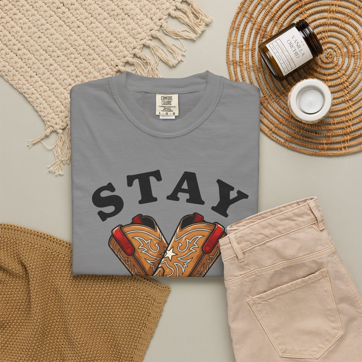 Cowboy Boots T-Shirt 4th Of July Country Gift Women Modern T-Shirt Boot T-Shirt Patriot Fan Western T-Shirt Country Graphic Classic Star T-Shirt