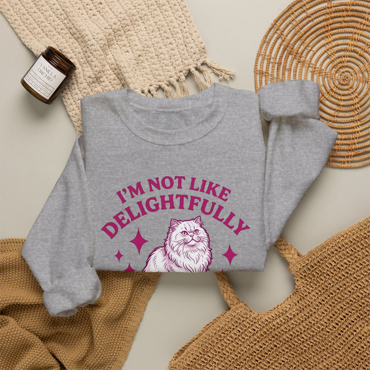 Furry Cat Sweatshirt Funny Animal Gift Women Classic Sweatshirt Kitten Sweatshirt Humor Fan Cartoon Sweatshirt Creature Graphic Doodle Throw Sweatshirt Sweatshirt
