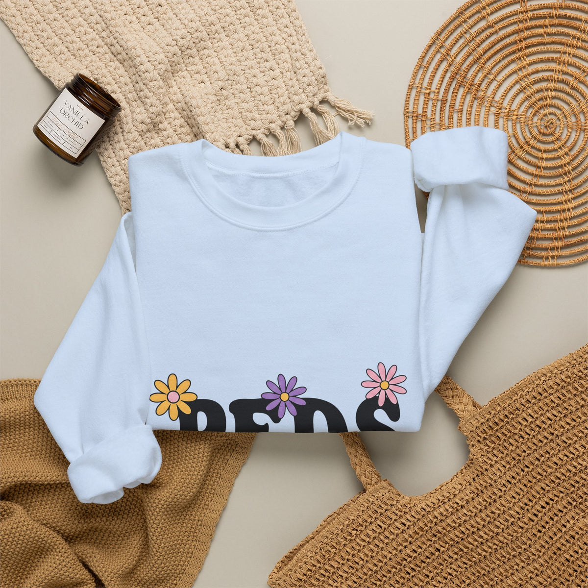 Blossom Lettering Sweatshirt Nurses School Gift Women Hippie Sweatshirt Typography Sweatshirt Nurse Enthusiast Bohemian Sweatshirt Education Graphic Classic
