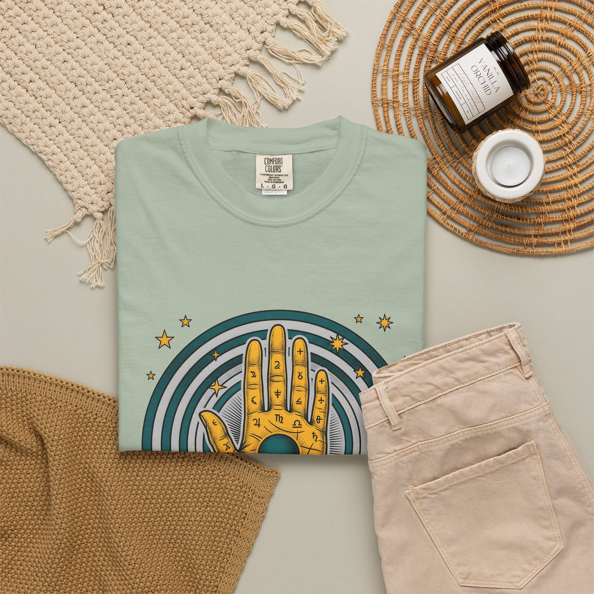 Fortune Hand T-Shirt Astrology Esoteric Gift Women Ethnic T-Shirt Palmistry T-Shirt Zodiac Fan Tribal T-Shirt Mystical Graphic Classic Astrological