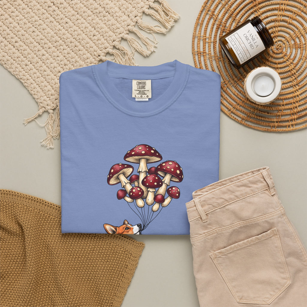 Corgi Puppy T-Shirt Dog Outdoors Gift Women Floral T-Shirt Puppy T-Shirt Dog Fan Canine Graphic Outdoorsy Design Antique Toadstool T-Shirt
