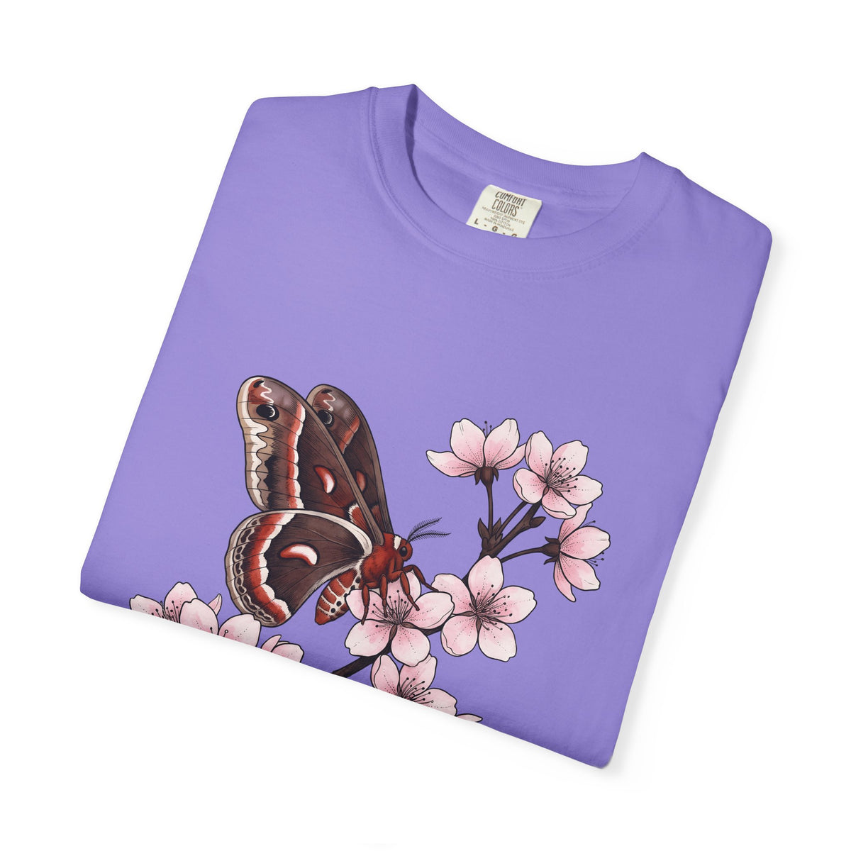 Butterfly Cherry Blossoms T-Shirt Boho Chic Nature Gift Women Botanical T-Shirt Butterfly T-Shirt Hippie Fan Illustrative T-Shirt Environmental