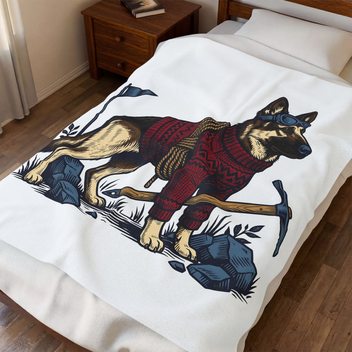 German Shepherd Puppy Dog Camping Gift Old School Alsatian T Blanket