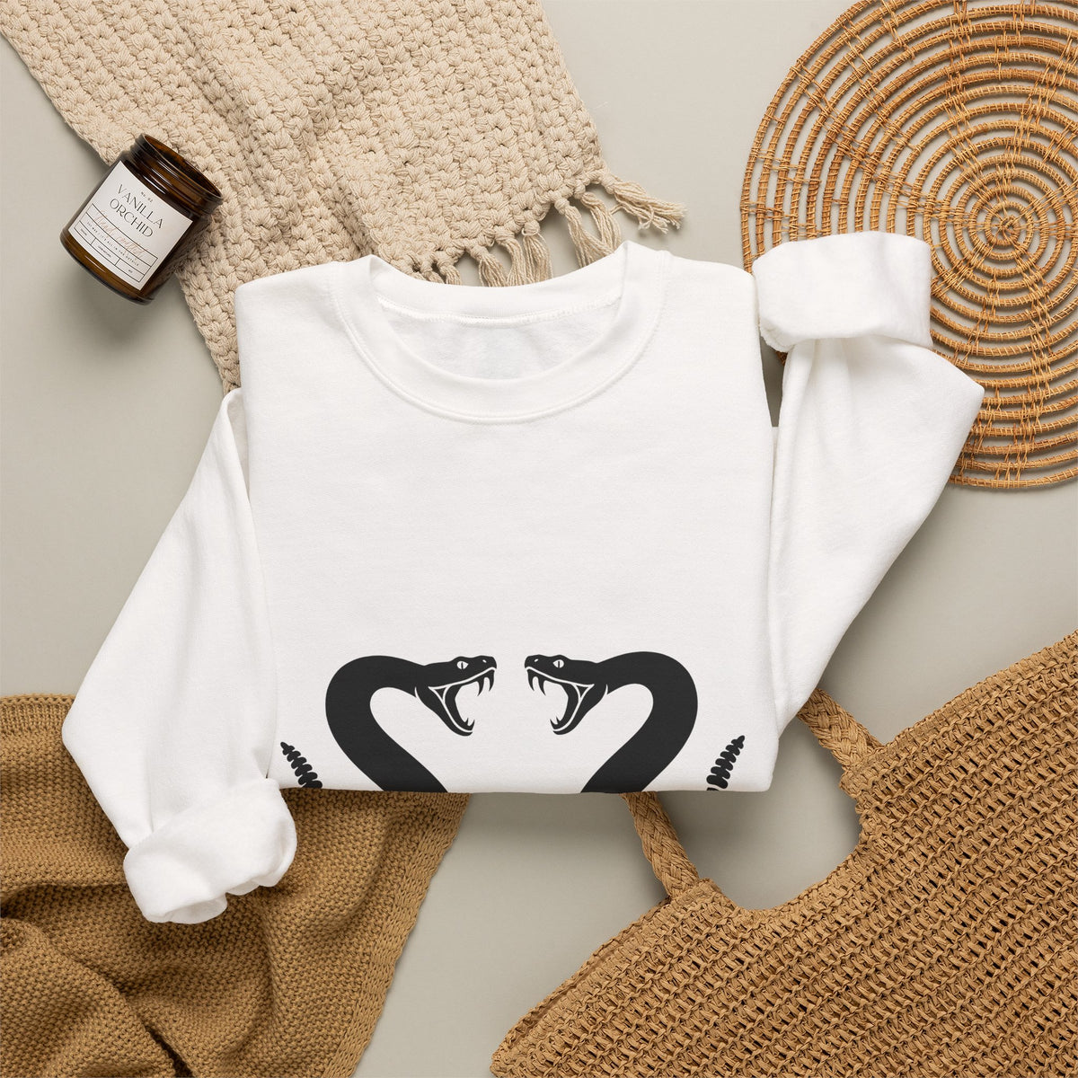 Rattlesnake Pair Sweatshirt Cowgirl Animal Gift Women Bold Sweatshirt Rattler Sweatshirt Rodeo Fan Graphic Design Illustration Western Mirrored Design