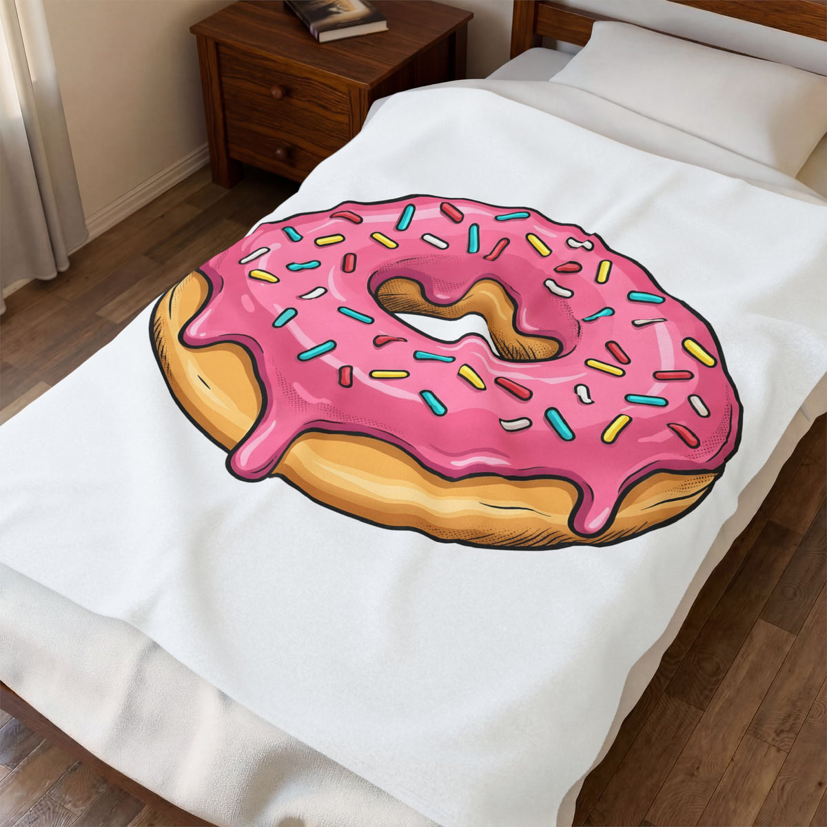 Donut Image Blanket Desserts Cuisine Gift Women Comic Blanket Doughnut Blanket Pastry Fan Cartoon Blanket Food Graphic Modern Nonpareils Blanket