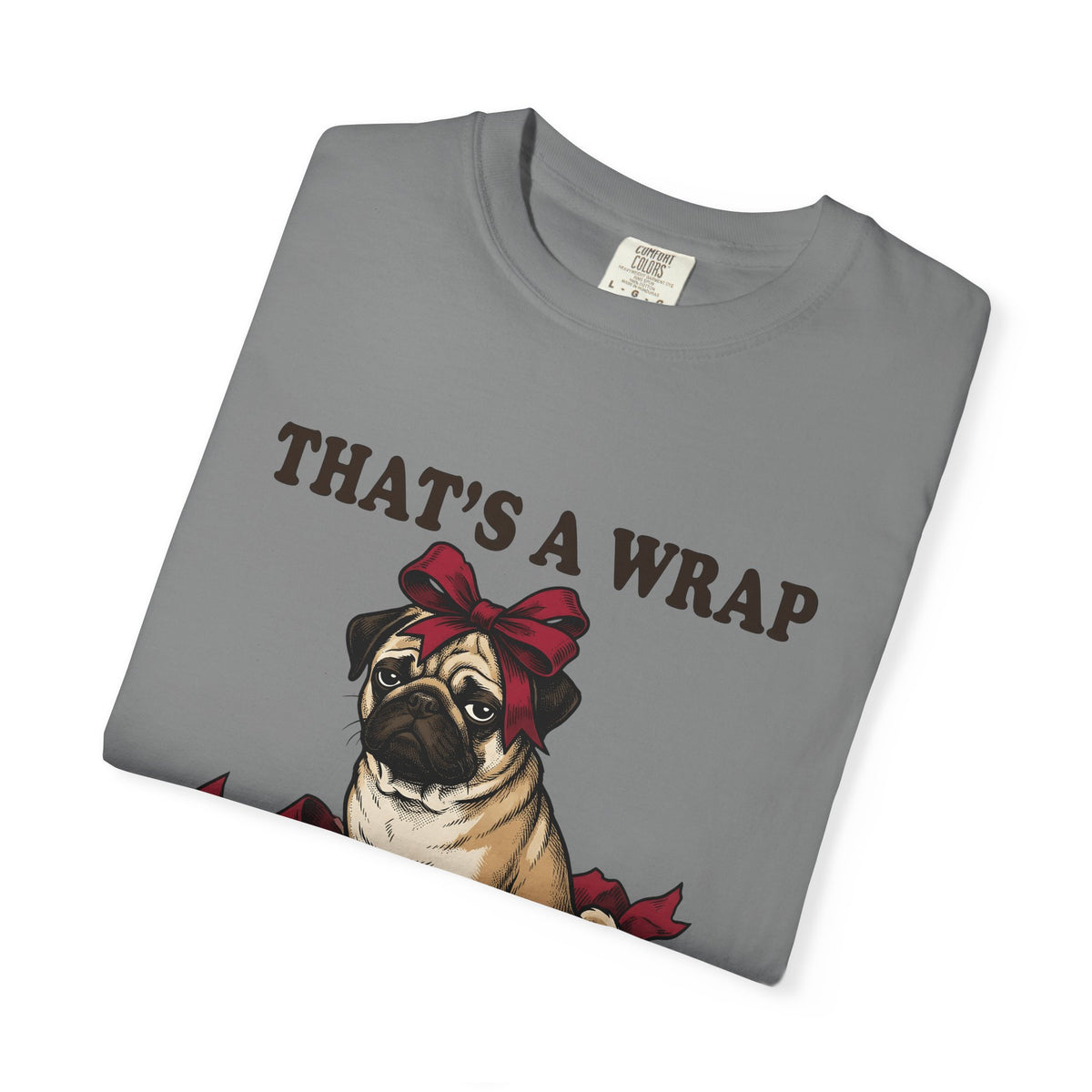 Pug Dog T-Shirt Christmas Pet Gift Women Vintage T-Shirt Puggle T-Shirt Xmas Fan Retro T-Shirt Animal Graphic Hand Drawn Gift Bow T-Shirt