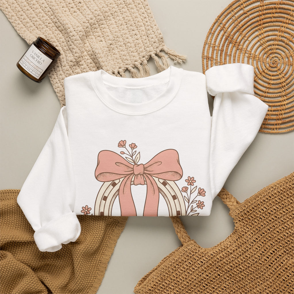 Horseshoe Bow Sweatshirt Cowgirl Ranch Gift Women Tribal Sweatshirt Horseshoe Sweatshirt Rodeo Fan Celtic Sweatshirt Ranch Graphic Classic Blossom Sweatshirt
