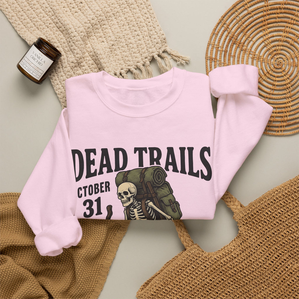 Skull Backpacker Sweatshirt Halloween Outdoors Gift Women Rustic Sweatshirt Backpacker Sweatshirt Horror Fan Spooky Sweatshirt Adventure Graphic Classic
