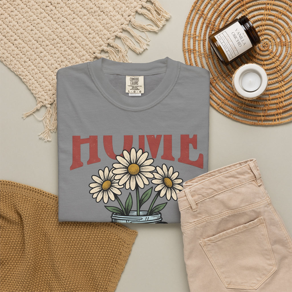 Daisy Glass Jar T-Shirt America Country Gift Women Retro T-Shirt Mason Jar T-Shirt Patriot Fan Vintage T-Shirt Rural Graphic Sketch Flag Ribbon