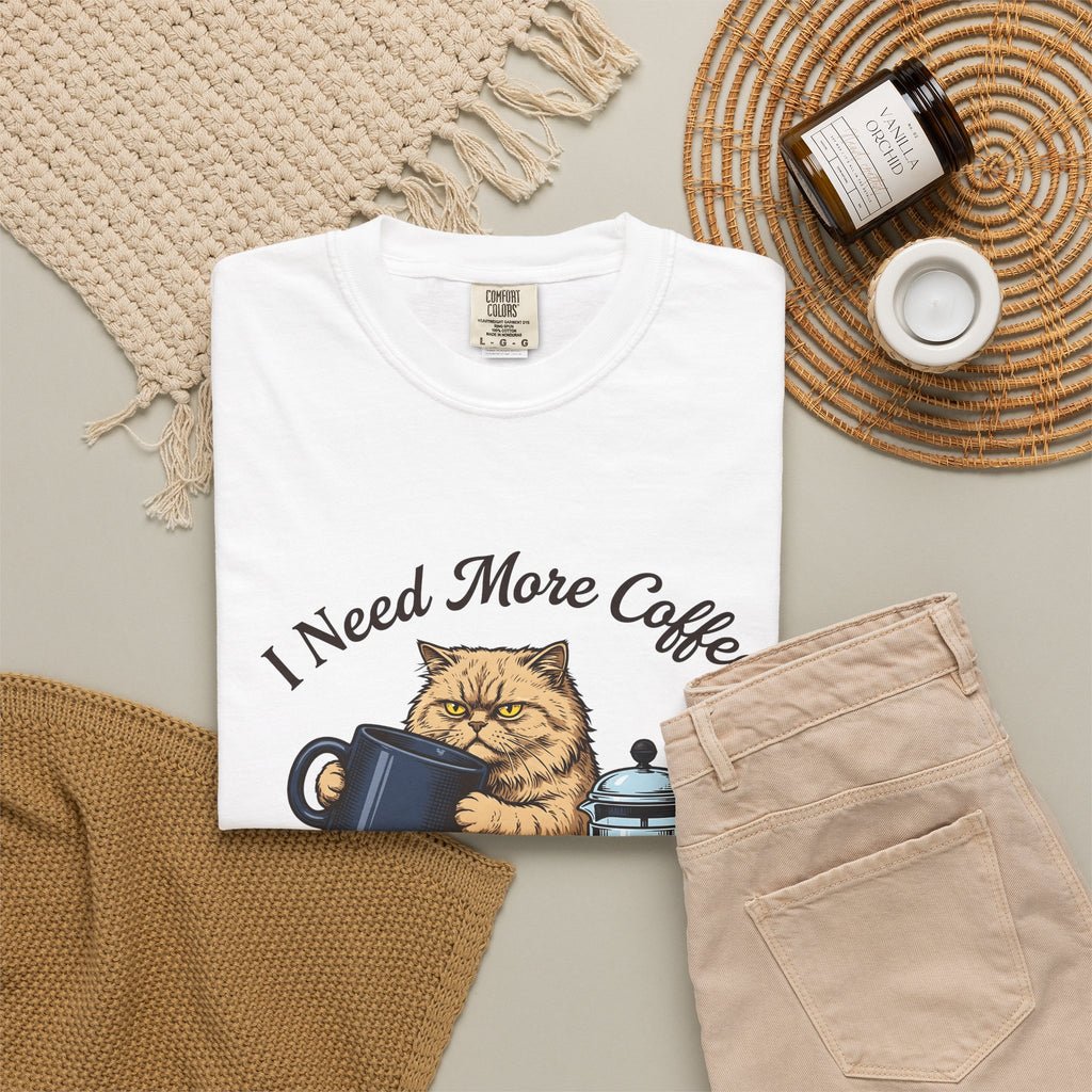 Cranky Cat T-Shirt Cat Latte Gift Women Old School T-Shirt Grumpy Cat T-Shirt Cat Fan Feline T-Shirt Coffee Graphic Doodle T-Shirt T-Shirt