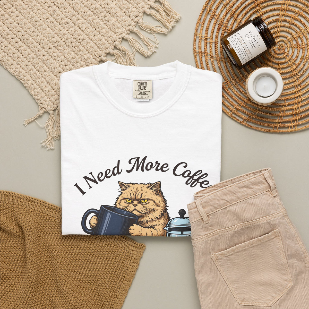 Cranky Cat T-Shirt Cat Latte Gift Women Old School T-Shirt Grumpy Cat T-Shirt Cat Fan Feline T-Shirt Coffee Graphic Doodle T-Shirt T-Shirt
