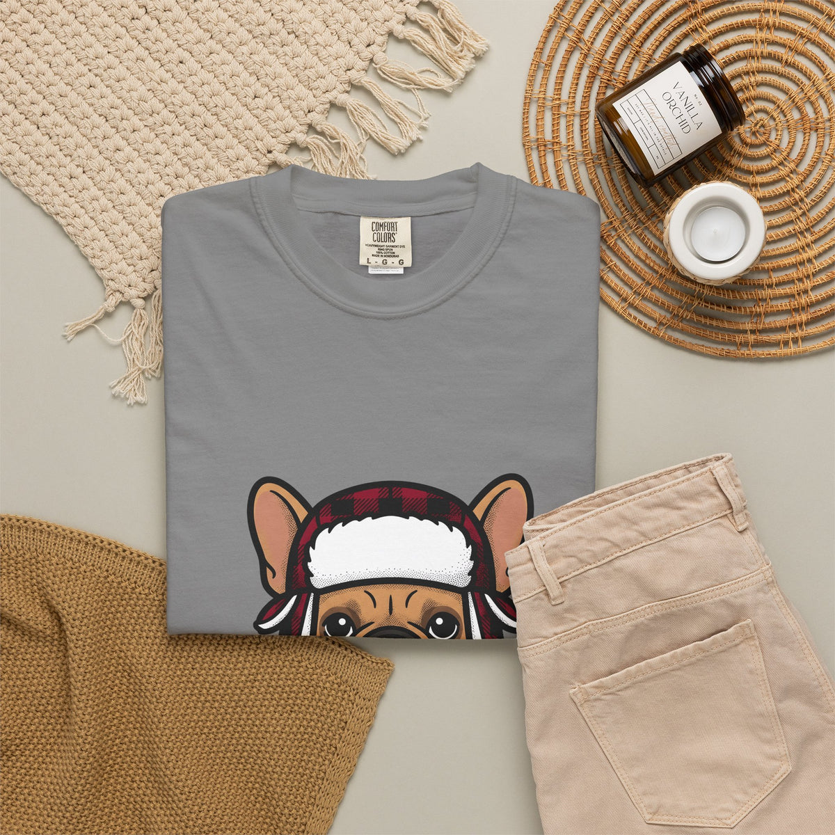 French Bulldog T-Shirt Dog Dogs Gift Women Line Art T-Shirt Bulldog T-Shirt Dog Fan Puppy Graphic Illustration Drawing Sketch Winter Hat T-Shirt