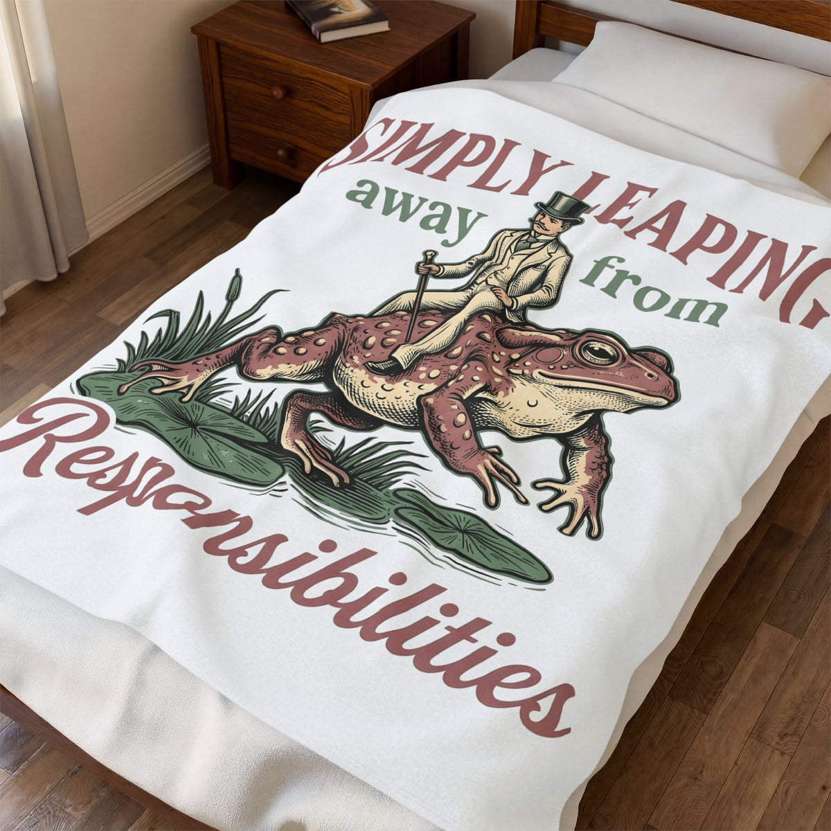 Man Riding Toad Blanket Funny Animal Gift Women Vintage Blanket Rider Blanket Humor Fan Retro Illustration Graphic Retro Top Hat Blanket