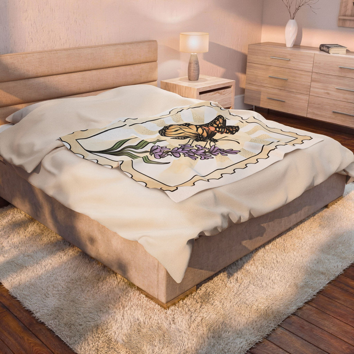 Moth Flower Butterfly Plant Gift Hippie Flower Butterfly Enthusiast Bohemian Floral Classic Blanket