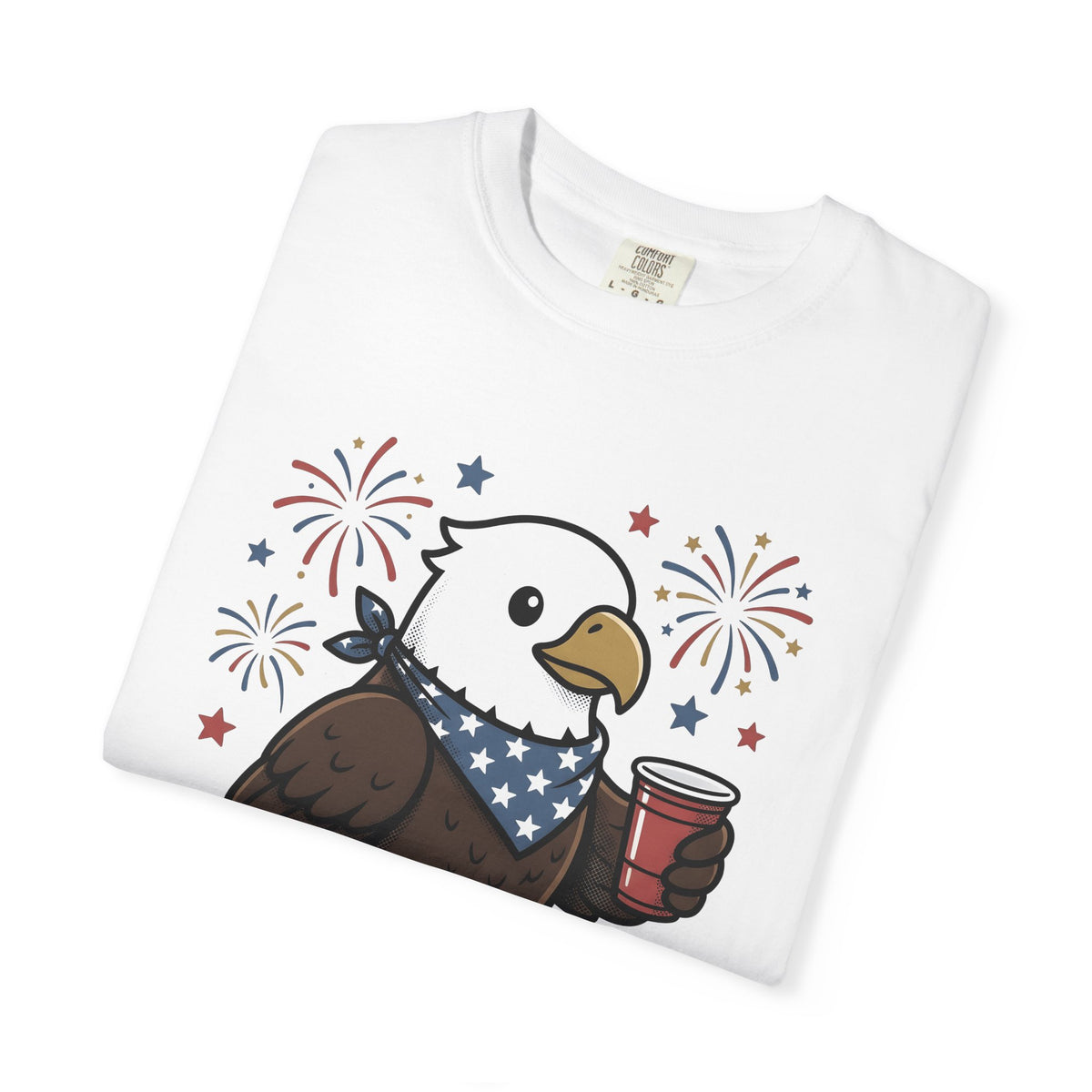 Bald Eagle T-Shirt 4th Of July Usa Gift Women Comic T-Shirt Eagle T-Shirt Independence Day Fan Cartoon T-Shirt American Graphic Vintage Fireworks