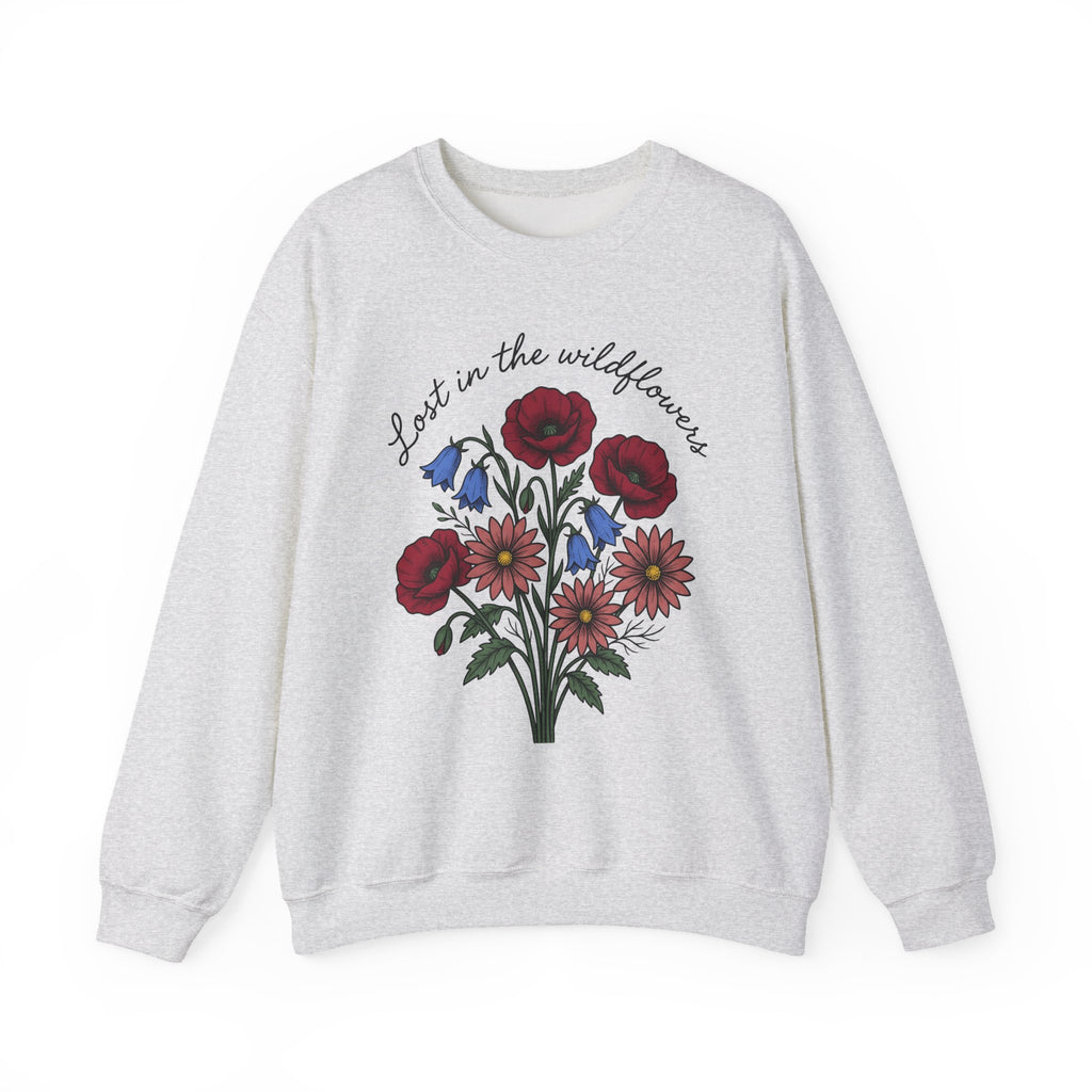 Meadow Flowers Sweatshirt Floral Garden Gift Women Plant Drawing Sweatshirt Wildflowers Sweatshirt Flower Fan Botanical Sweatshirt Yard Graphic Hand Drawn