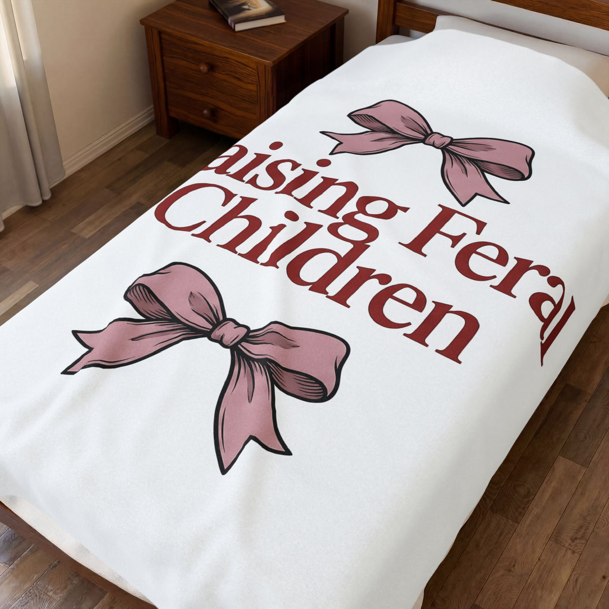 Pink Ribbons Blanket Moms Jokes Gift Women Fun Blanket Bows Blanket Motherhood Fan Cute Blanket Pun Graphic Retro Bow Blanket