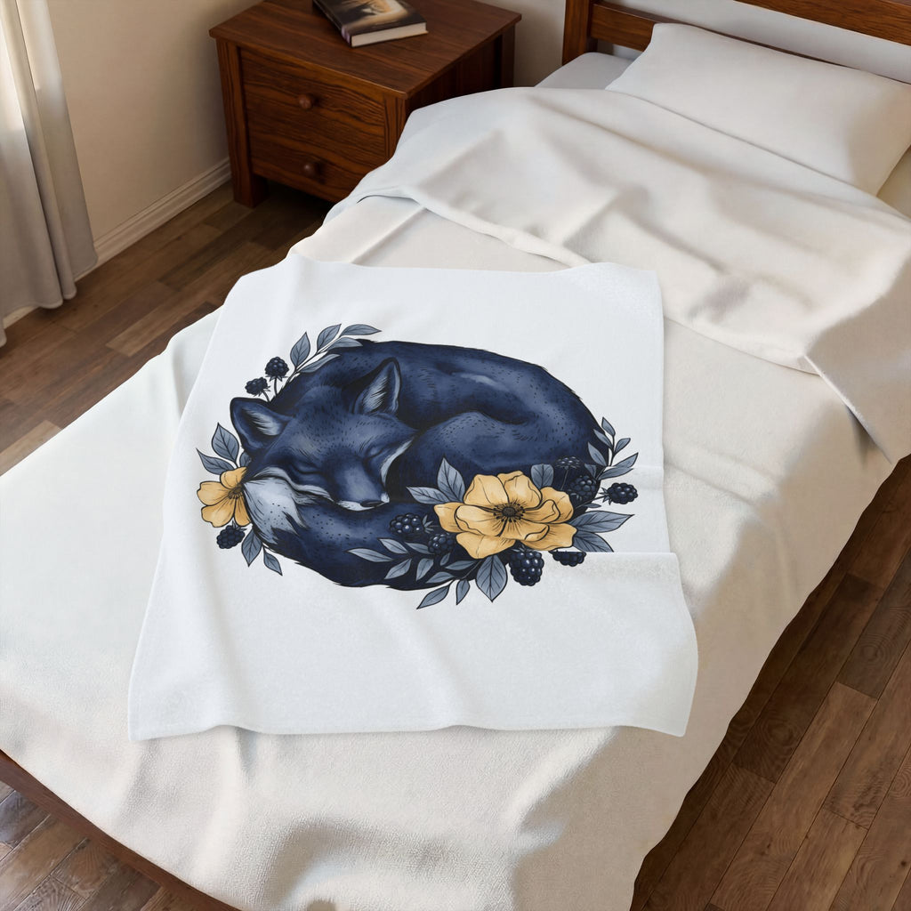 Resting Fox Boho Chic Nature Gift Line Fox Bohemian Fan Minimalist Environmental Rustic Field Blanket