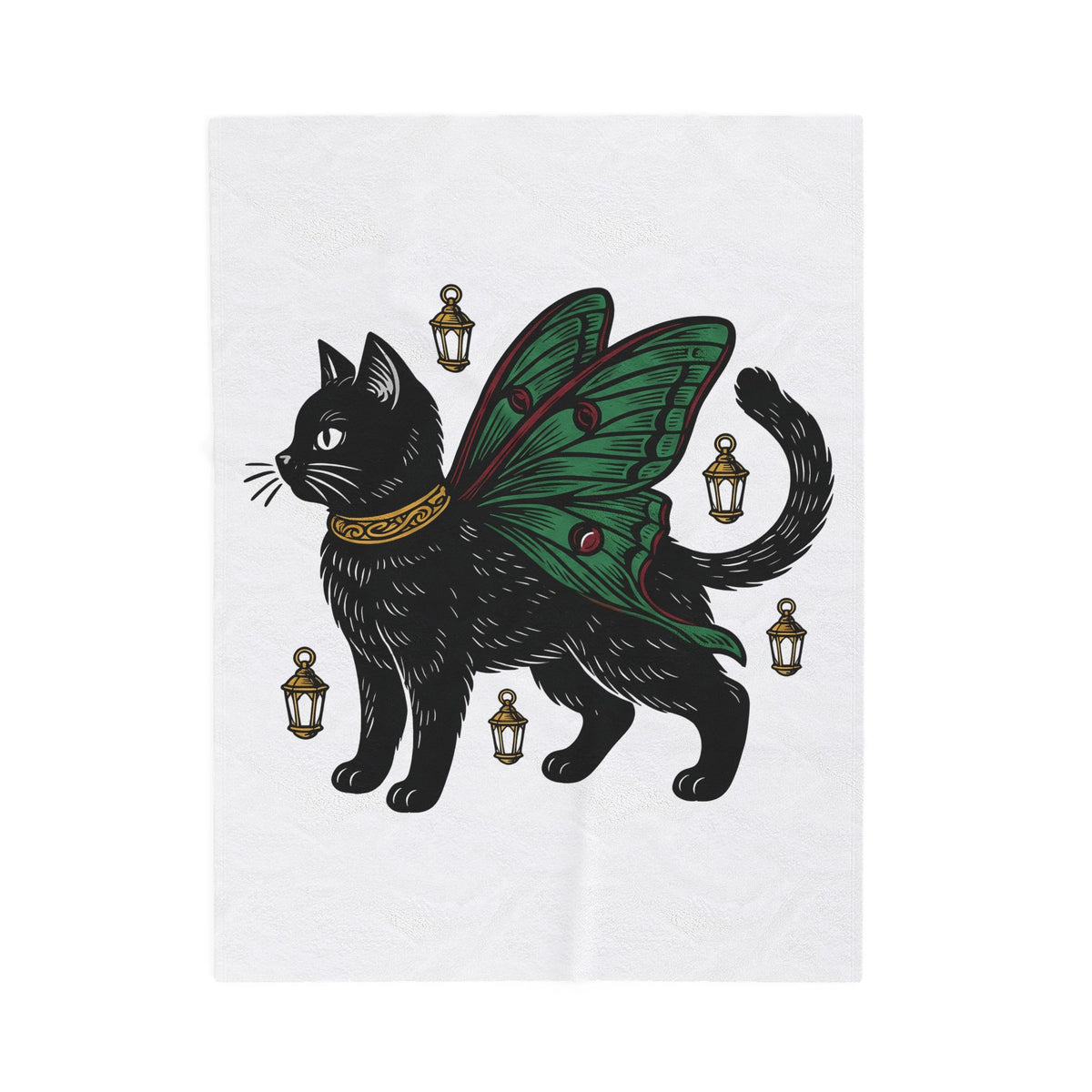 Magical Cat Blanket Cat Mythical Gift Women Enchanted Blanket Kitty Blanket Feline Fan Mystical Graphic Blanket Retro Light Blanket