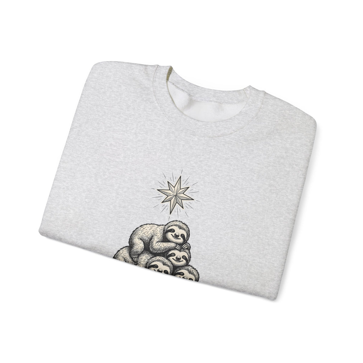 Sloth Stack Sweatshirt Animals Holiday Gift Women Hand Drawn Sweatshirt Sloth Pile Sweatshirt Wildlife Fan Hand Drawn Sweatshirt Christmas Graphic Vintage Star