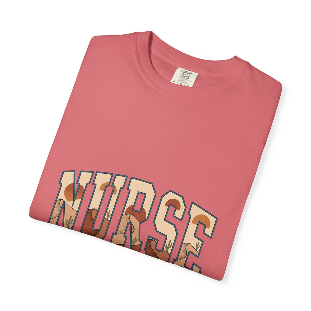 Desert Landscape Text T-Shirt Nurse Western Gift Women Boho T-Shirt Desert Text T-Shirt Rn Fan Hippie T-Shirt Cowboy Graphic Retro Cactus T-Shirt