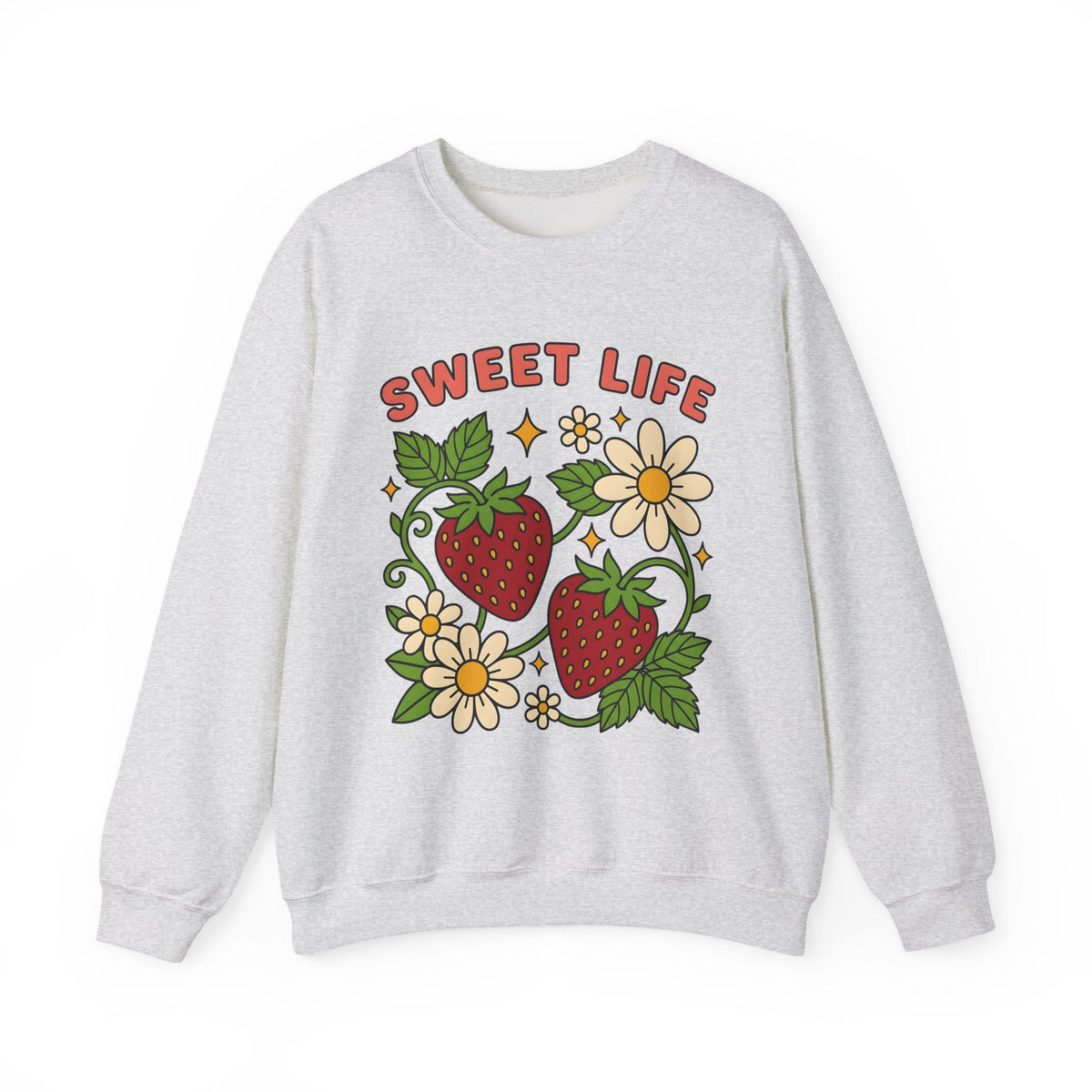 Strawberry Flower Boho Chic Produce Gift Strawberry Hippie Fan Illustrated Fruit Vintage Sweatshirt