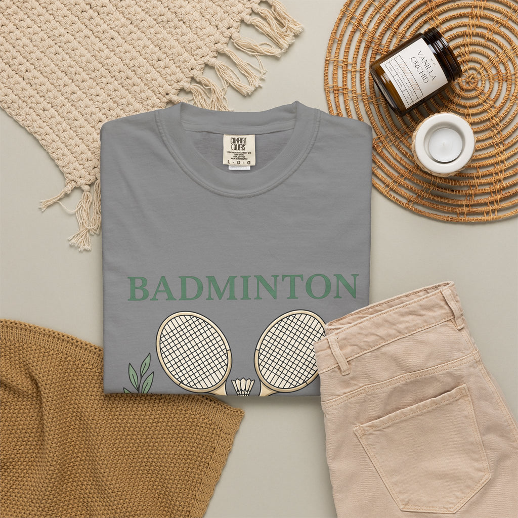 Birdie Rackets T-Shirt Badminton Fitness Gift Women Retro T-Shirt Shuttlecocks T-Shirt Badminton Enthusiast Vintage T-Shirt Workout Graphic Doodle