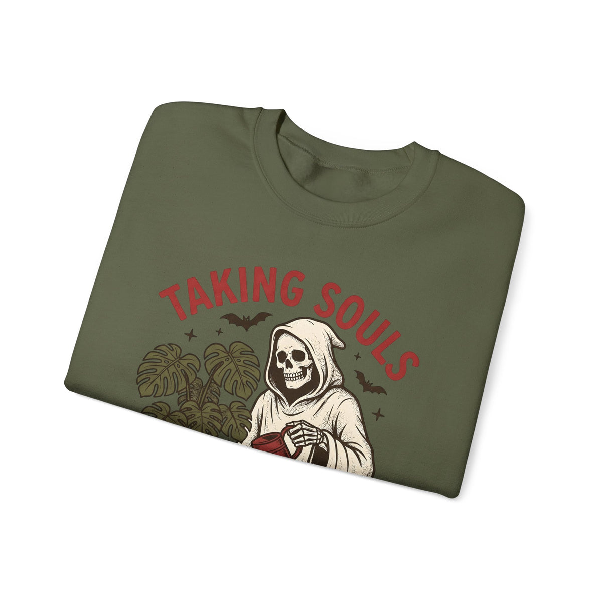Skull Harvester Sweatshirt Halloween Outdoors Gift Women Classic Sweatshirt Reaper Sweatshirt Horror Fan Skull Sweatshirt Wilderness Graphic Line Art Jungle