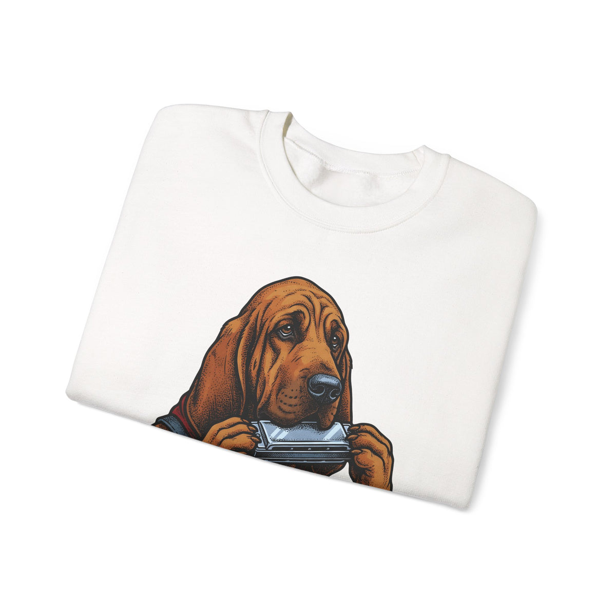 Bloodhound Canine Sweatshirt Dog Songs Gift Women Rustic Sweatshirt Hound Sweatshirt Dog Fan Coonhound Graphic Sweatshirt Cartoon Mouth Harp Sweatshirt