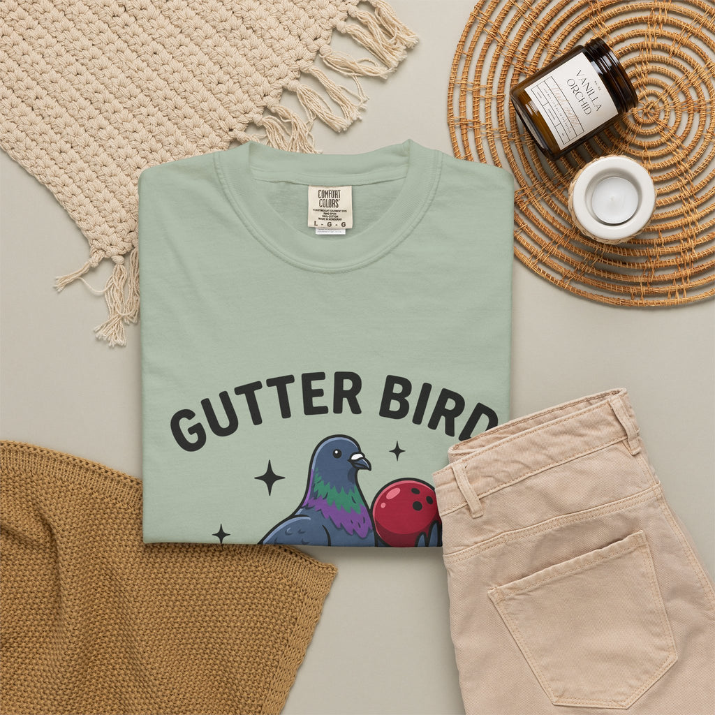 Bird Bowling T-Shirt Bowling Satire Gift Women Animated T-Shirt Bowling Ball T-Shirt Bowling Fan Cartoon T-Shirt Parody Graphic Old School Tenpin