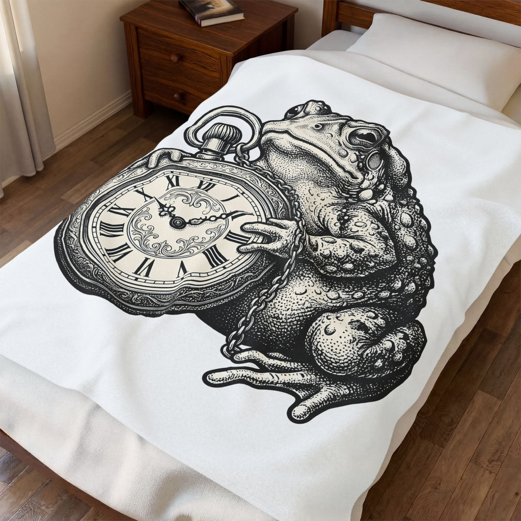Toad Pocket Watch Blanket Funny Animal Gift Women Vintage Blanket Pocket Watch Blanket Humor Fan Retro Blanket Wildlife Graphic Hand Drawn Chain