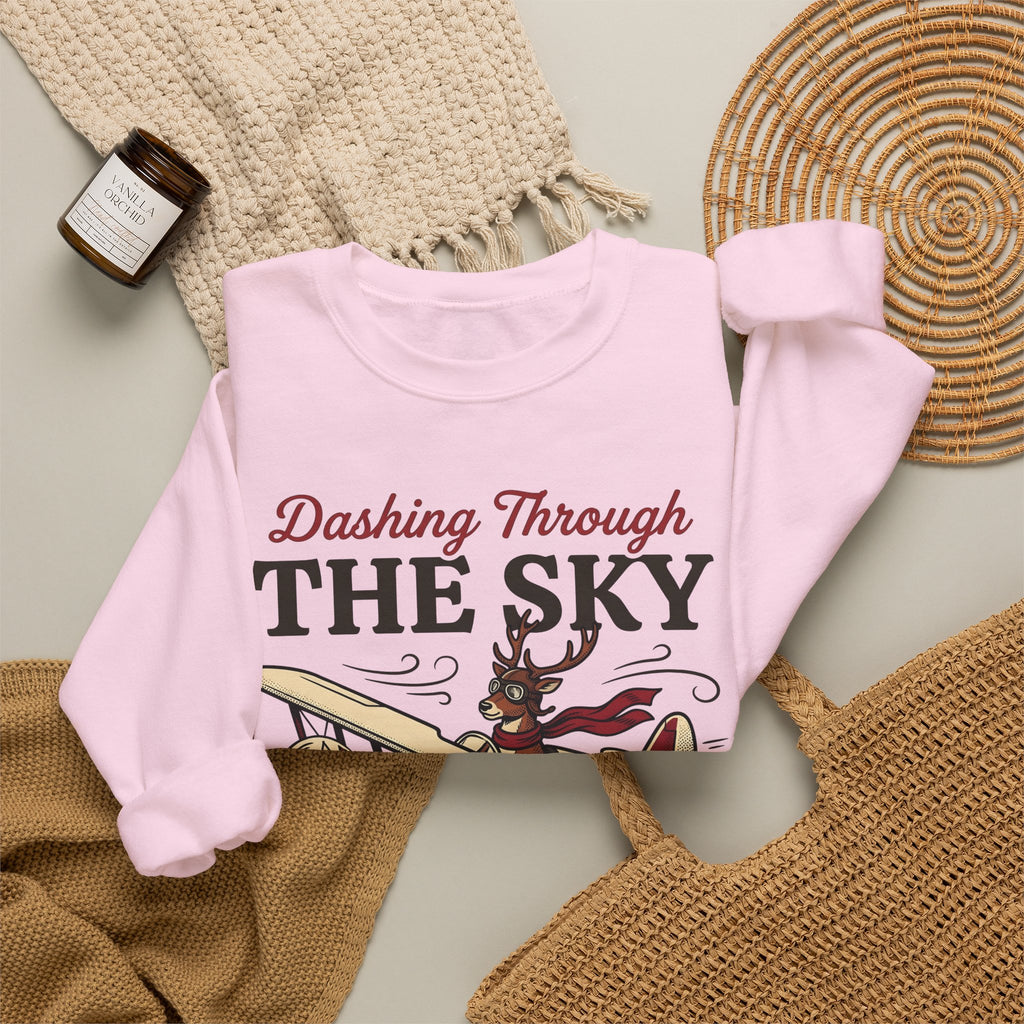 Deer Airplane Sweatshirt Christmas Celebration Gift Women Rustic Sweatshirt Fawn Sweatshirt Noel Fan Vintage Sweatshirt Party Graphic Classic Neckwear Sweatshirt