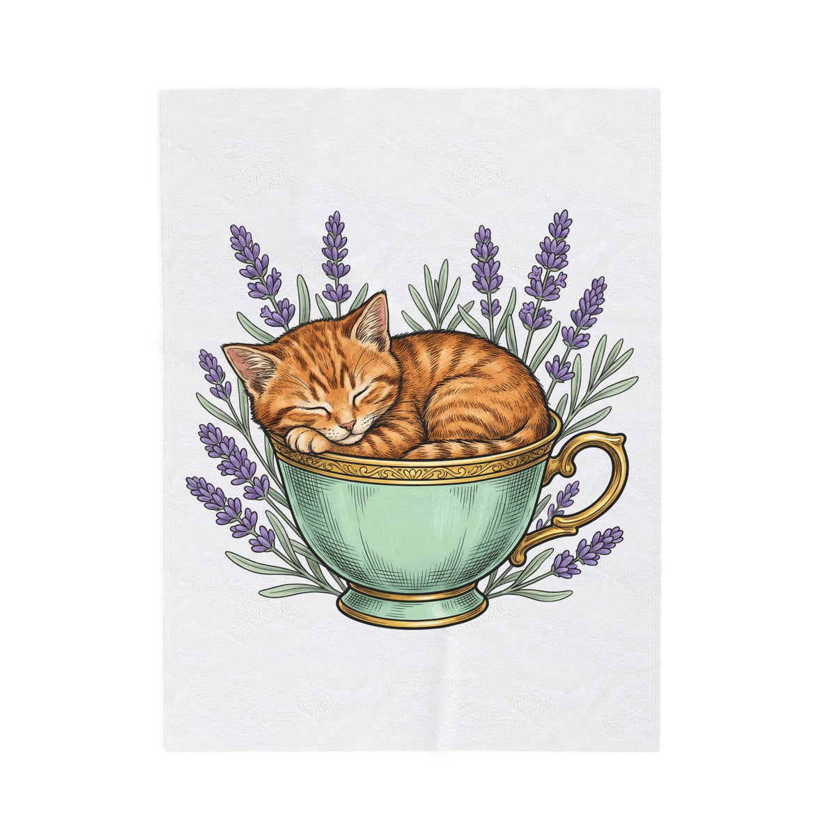 Kitten Cup Blanket Cat Garden Gift Women Line Art Blanket Cat Blanket Blanket Cat Fan Feline Graphic Blanket Floral Design Hand Painted Flower Blanket