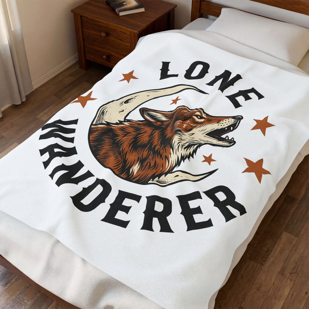 Howling Wolf Blanket Cowgirl Nature Gift Women Rustic Blanket Wolf Blanket Cowgirl Fan Vintage Blanket Environmental Graphic Classic Moon Crescent