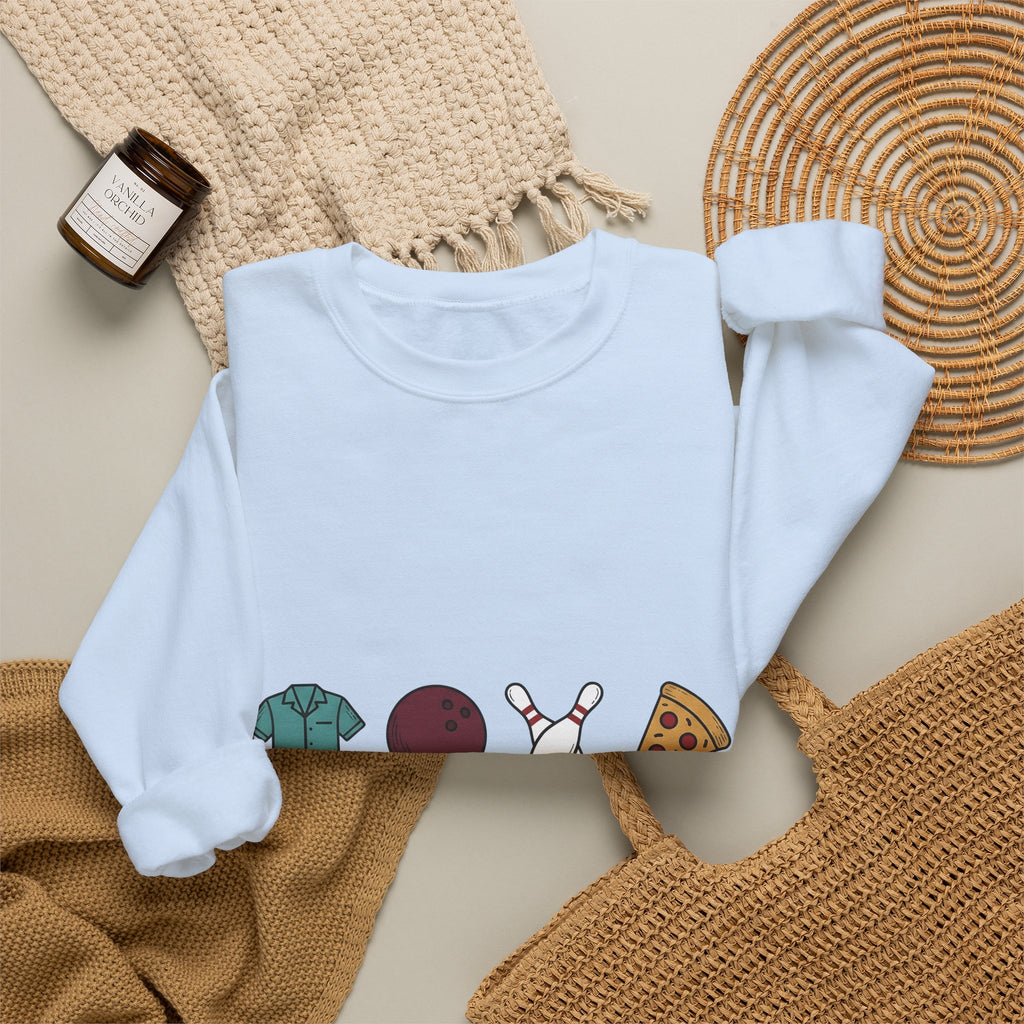 Bowling Symbols Bowling Cuisine Gift Hand Drawn Bowling Icons T Sweatshirt