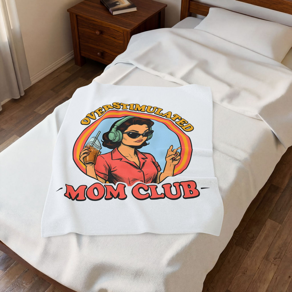 Old School Mom Blanket Moms Cappuccino Gift Women Cartoon Blanket Motherhood Blanket Mom Fan Mother Blanket Coffee Graphic Rustic Iced Latte Blanket