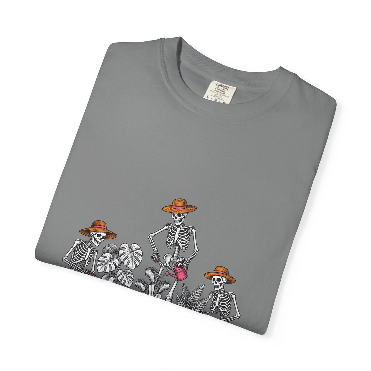 Skull Gardener Halloween Plants Gift Sketch Skeleton Horror Fan Drawing Floral Retro Potted Plants T-Shirt