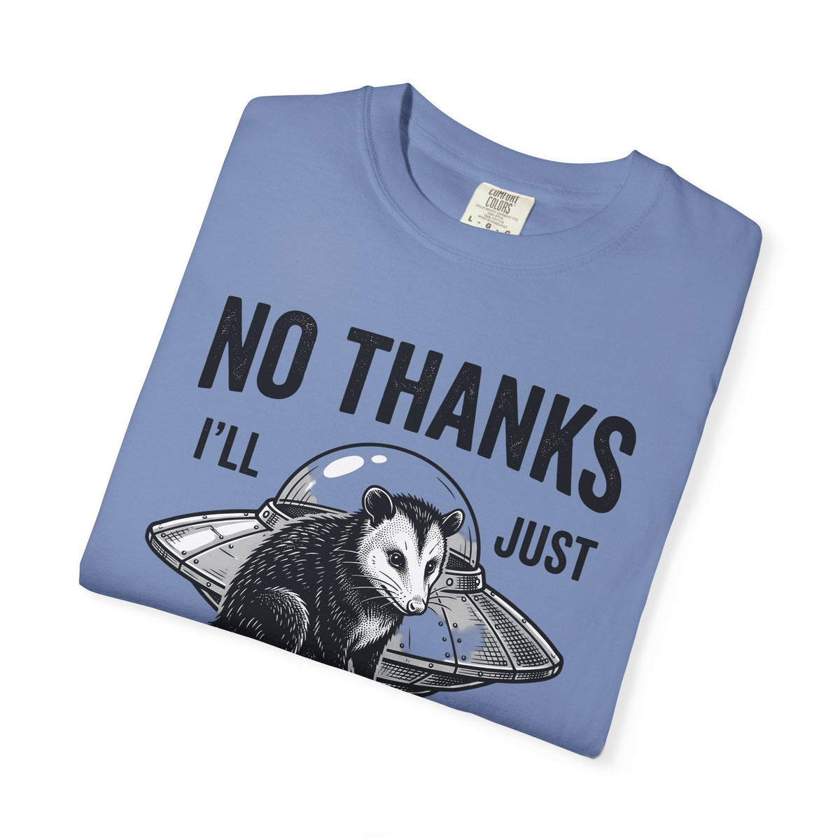 Opossum Ufo T-Shirt Funny Critter Gift Women Sketch T-Shirt Possum Ufo T-Shirt Humor Fan Cartoon T-Shirt Creature Graphic Doodle Alien Ship T-Shirt