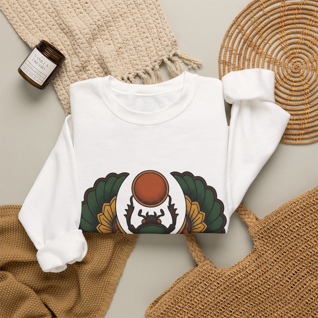 Beetle Bug Sweatshirt Boho Chic Chakra Gift Women Minimalist Sweatshirt Scarab Sweatshirt Bohemian Enthusiast Simple Sweatshirt Energy Graphic Hand Drawn Sun