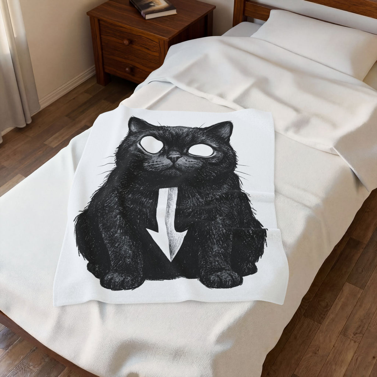 Black Cat Blanket Cat Gothic Gift Women Sketch Blanket Kitty Blanket Feline Fan Cat Illustration Graphic Minimalist Arrow Blanket